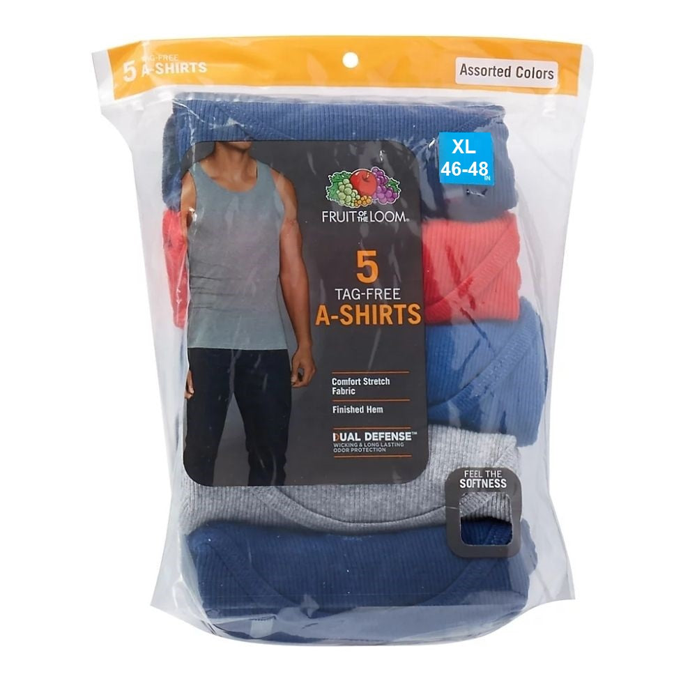 FRUIT OF THE LOOMS 5 TAG-FREE A-SHIRTS